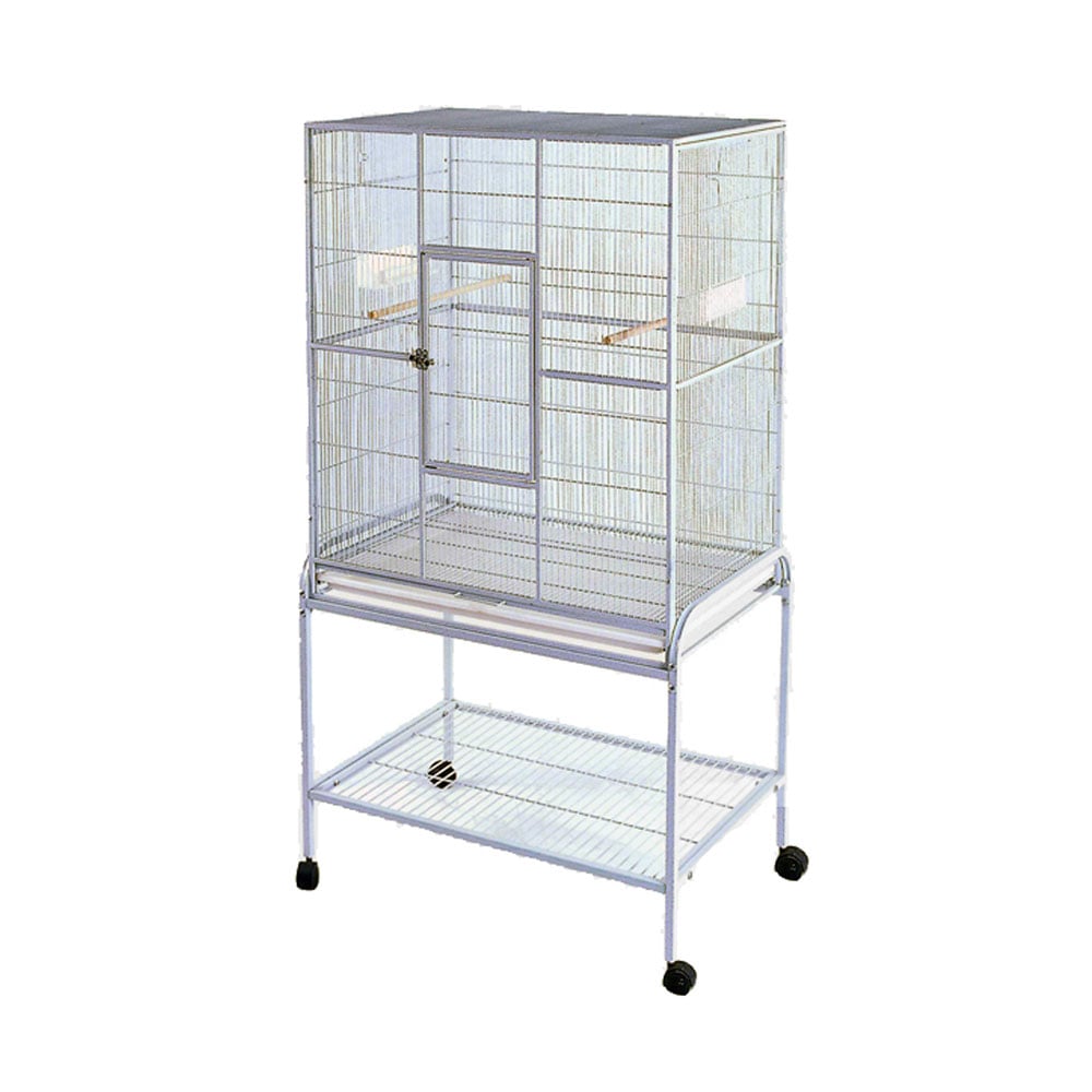 Flight Cage with stand, silvertone grey
